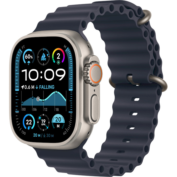 Смарт-годинник APPLE Watch Ultra 2 GPS + Cellular Natural Titanium Case with Navy Ocean Band (MX4D3UL/A)