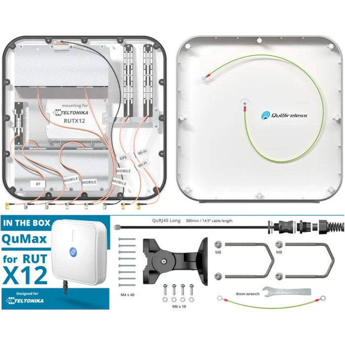 LTE антенна QUWIRELESS QuMax for Teltonika RUTX12/RUTX14 LTE + Wi-Fi dual band + GPS + Bluetooth направленная 7dBi