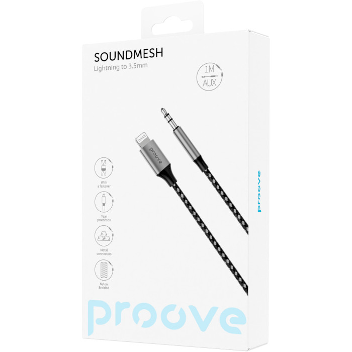 Кабель PROOVE SoundMesh Lightning - AUX 1м Gray (ACSM00005101)