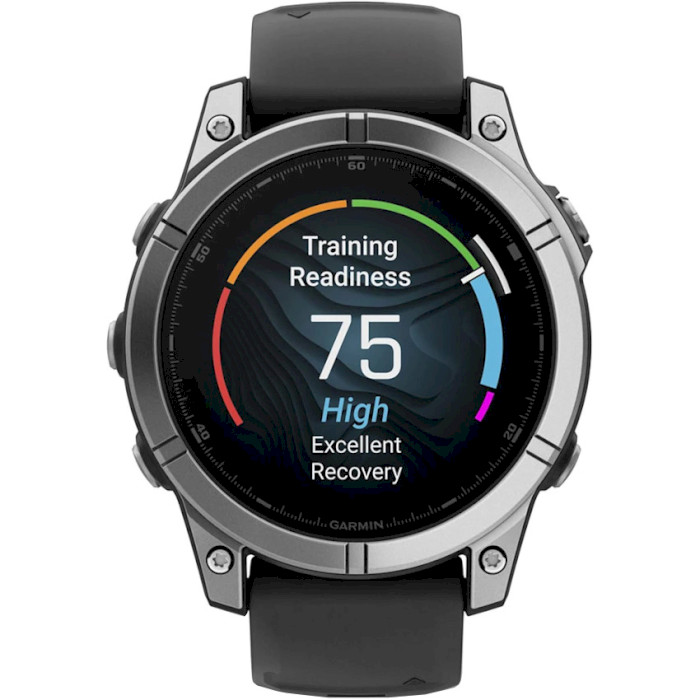 Смарт-годинник GARMIN Fenix E 47mm Stainless Steel with Black Silicone Band (010-03025-00)