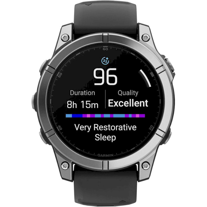 Смарт-годинник GARMIN Fenix E 47mm Stainless Steel with Black Silicone Band (010-03025-00)