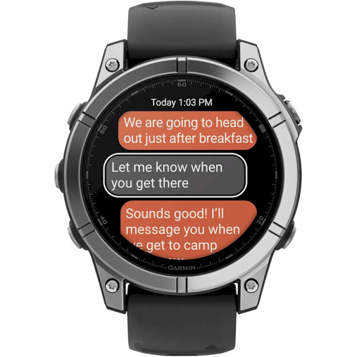 Смарт-годинник GARMIN Fenix E 47mm Stainless Steel with Black Silicone Band (010-03025-00)