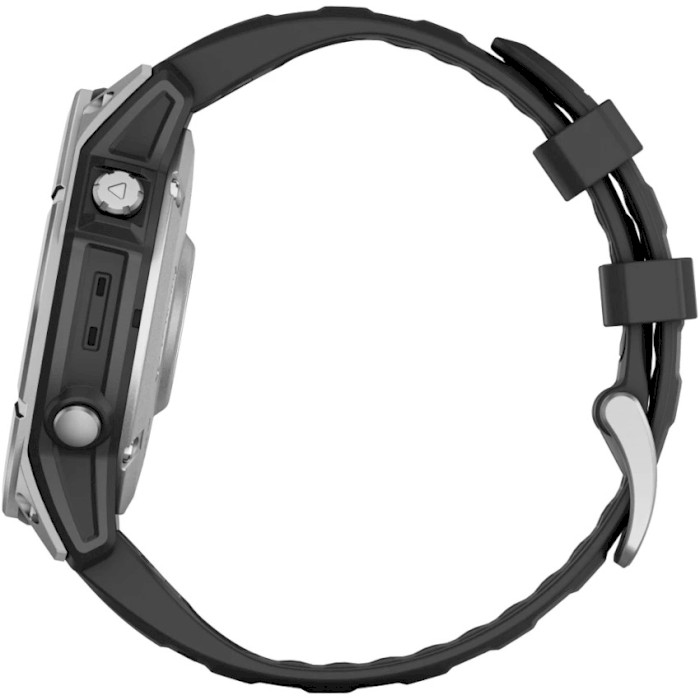 Смарт-годинник GARMIN Fenix E 47mm Stainless Steel with Black Silicone Band (010-03025-00)