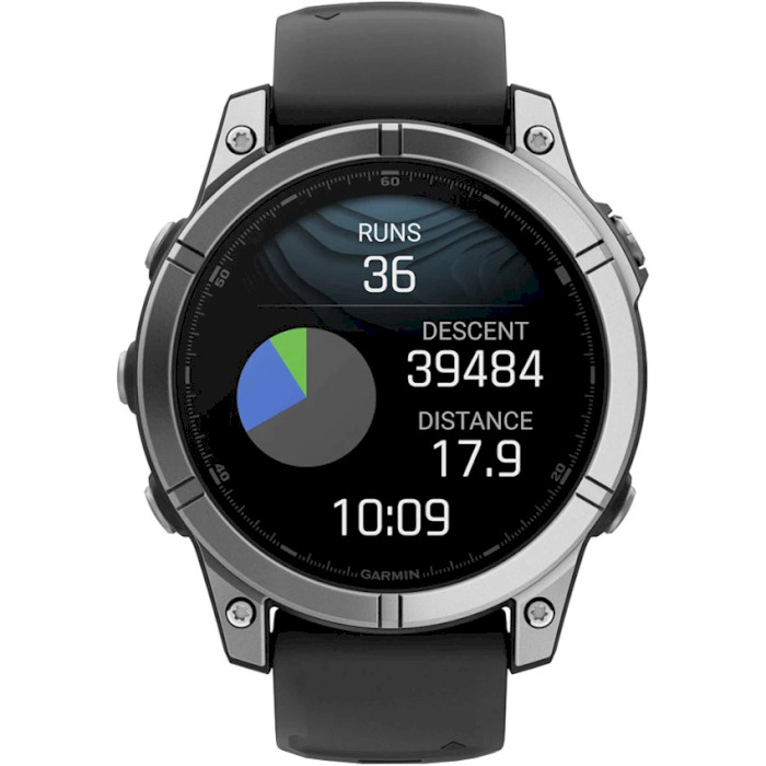 Смарт-годинник GARMIN Fenix E 47mm Stainless Steel with Black Silicone Band (010-03025-00)