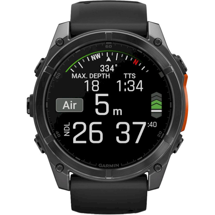 Смарт-годинник GARMIN Fenix 8 51mm Slate Gray with Black Silicone Band (010-02905-00)