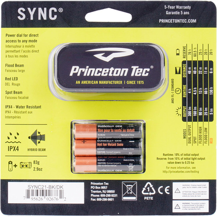 Фонарь налобный PRINCETON TEC Sync Black/Dark Gray