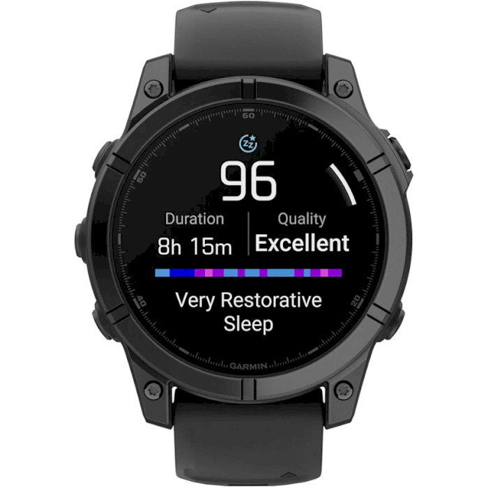 Смарт-годинник GARMIN Fenix E 47mm Slate Gray Steel with Black Silicone Band (010-03025-01)