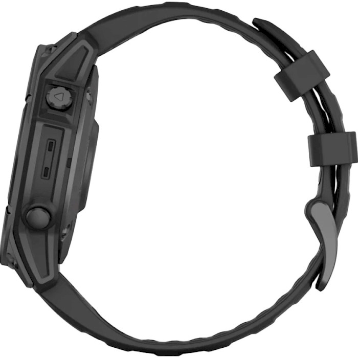 Смарт-годинник GARMIN Fenix E 47mm Slate Gray Steel with Black Silicone Band (010-03025-01)