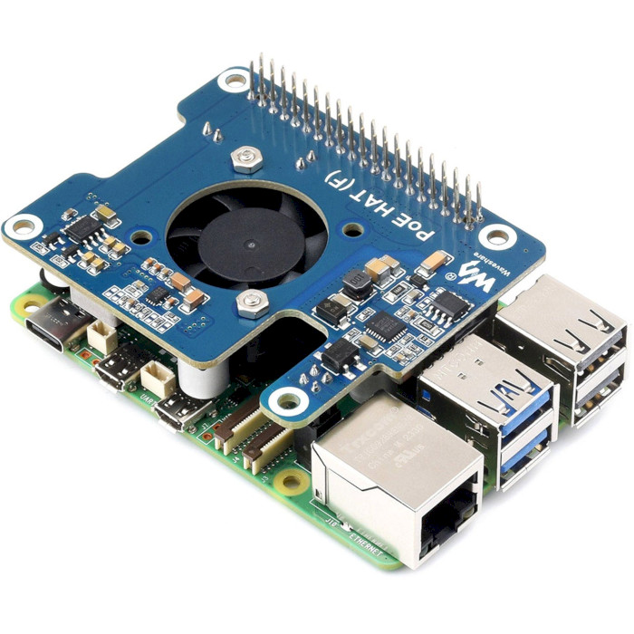 Плата расширения WAVESHARE PoE HAT (F) for Raspberry Pi 5 (WAV-26399)