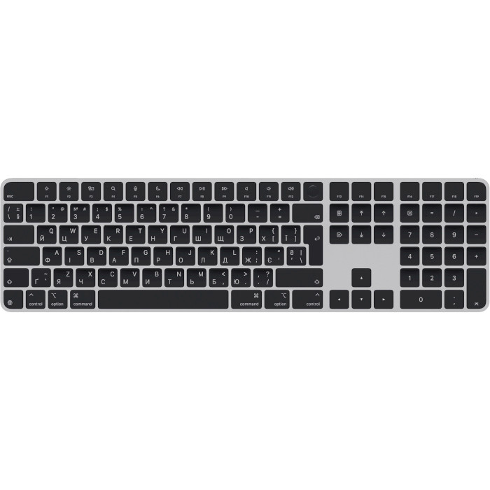 Клавіатура бездротова APPLE A3119 Magic Keyboard with Touch ID and Numeric Keypad Black Keys UA (MXK83UA/A)