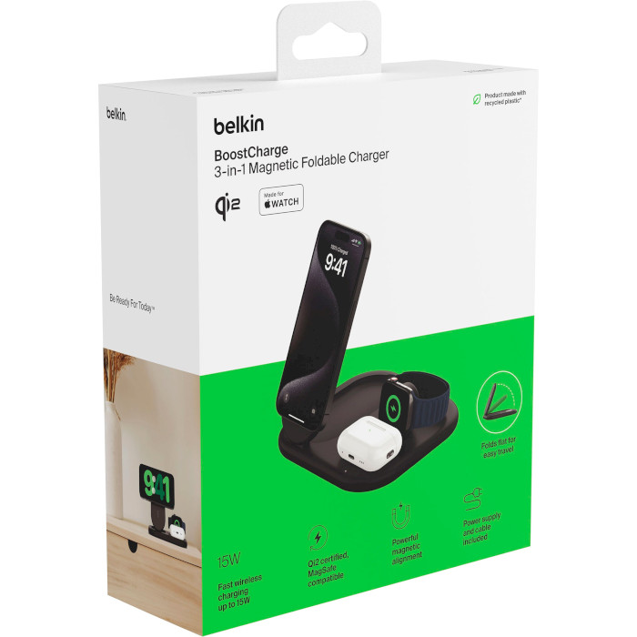 Бездротовий зарядний пристрій BELKIN Boost Up Charge 15W Magnetic Foldable Charger Black (WIZ029VFBK)