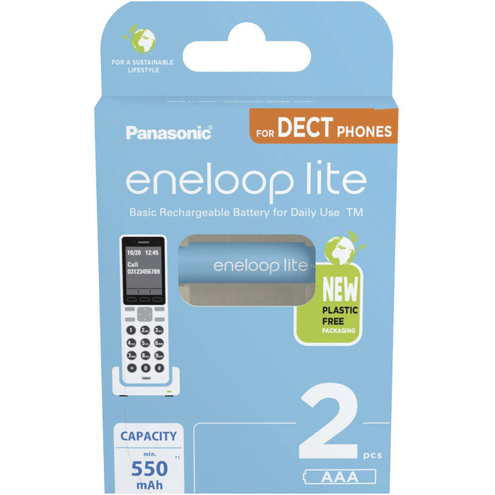 Акумулятор PANASONIC Eneloop Lite DECT AAA 550mAh 2шт/уп (BK-4LCCE/2DCP)