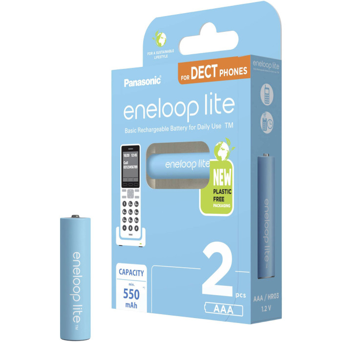 Акумулятор PANASONIC Eneloop Lite DECT AAA 550mAh 2шт/уп (BK-4LCCE/2DCP)