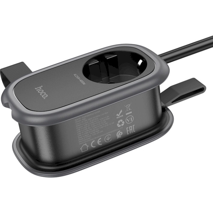 Сетевой фильтр HOCO NS6 Black, 1xUSB-C, 2xUSB, 1.1м