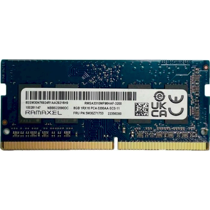 Модуль пам'яті RAMAXEL SO-DIMM DDR4 3200MHz 8GB (RMSA3310MB96HAF-3200)