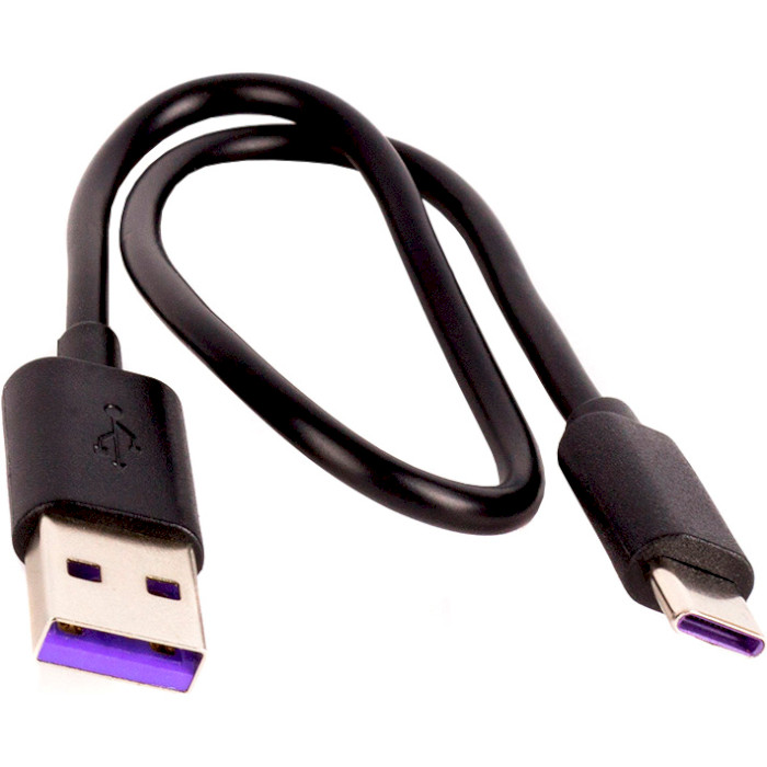 Кабель COLORWAY PVC USB to Type-C 2.4A 0.3м Black (CW-CBUC059-BK)