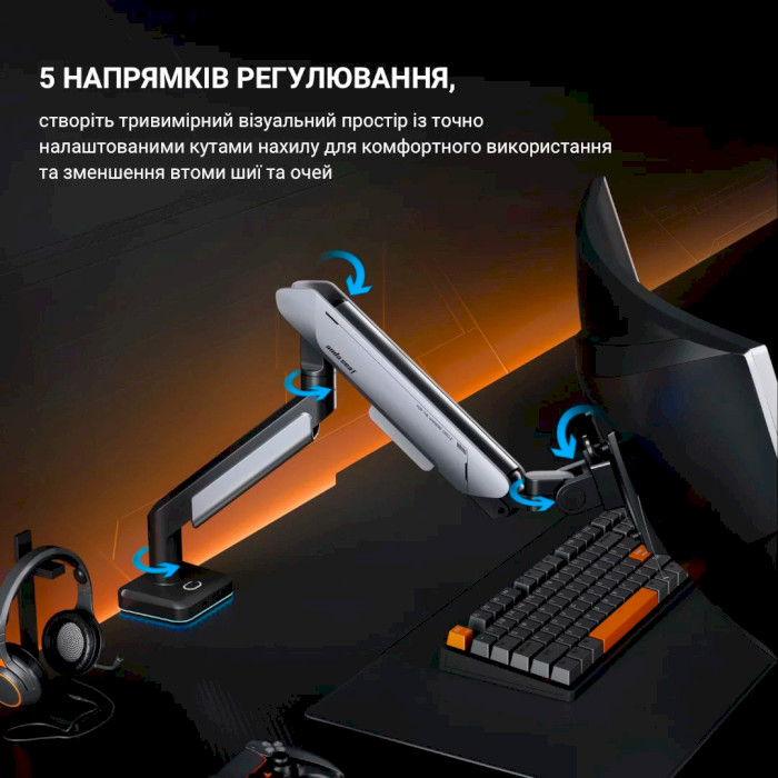 Настольное крепление для монитора ANDA SEAT Stealth Pro II RGB 17"-42" White