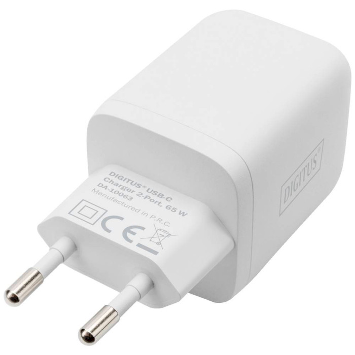 Зарядний пристрій DIGITUS 2xUSB-C, 65W, GaN Charger White (DA-10063)