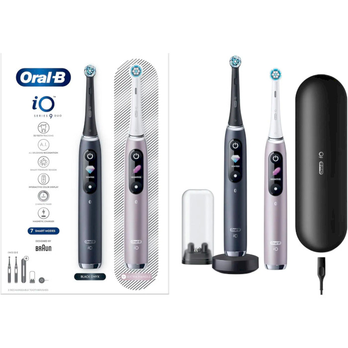 Набір електричних зубних щіток BRAUN ORAL-B iO Series 9 iOM9d.2J2.2AD Black Onyx/Rose Quartz