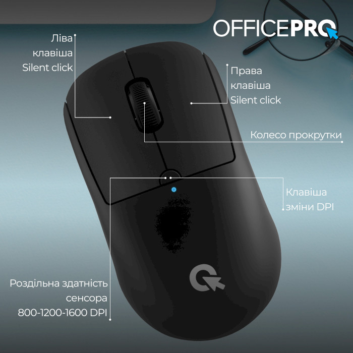 Мышь OFFICEPRO M307B Silent Click Wireless Black