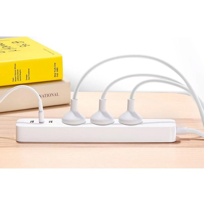 Мережевий фільтр AIGO Power Strip White, 3 розетки, 3xUSB, 2м