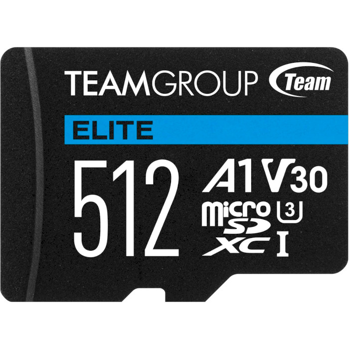 Карта пам'яті TEAM microSDXC Elite 512GB UHS-I U3 V30 A1 Class 10 + SD-adapter (TEAUSDX512GIV30A103)