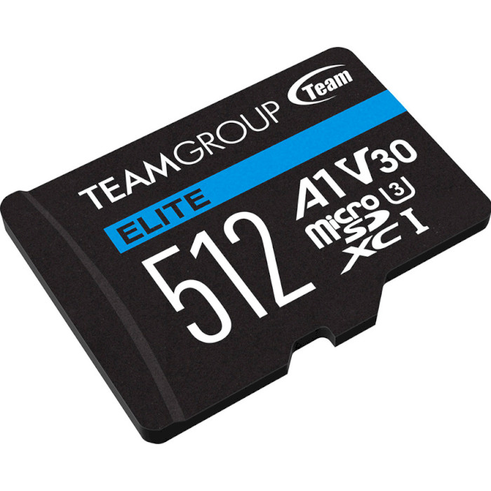 Карта пам'яті TEAM microSDXC Elite 512GB UHS-I U3 V30 A1 Class 10 + SD-adapter (TEAUSDX512GIV30A103)