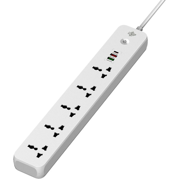 Сетевой фильтр LOGICPOWER LP30324 White, 5 розеток, 1xUSB-C, 2xUSB, 2м