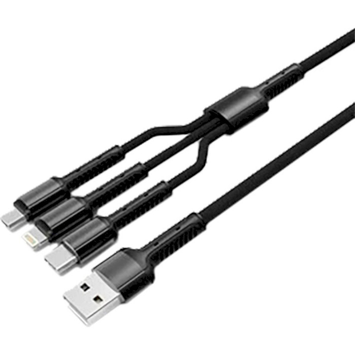 Кабель LOGICPOWER 3-in-1 USB-A to Type-C/Lightning/Micro-USB 1м Black (C20CM)