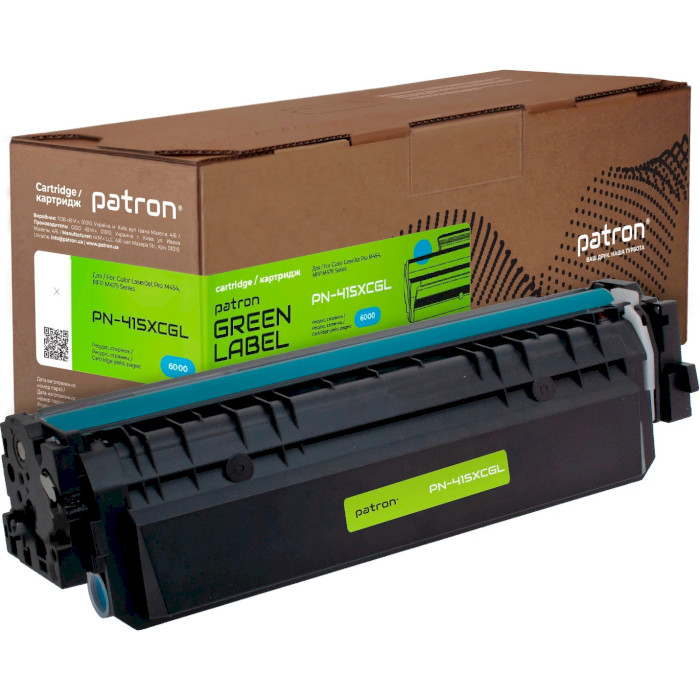 Тонер-картридж PATRON Green Label совместимый с HP 415X Cyan (PN-415XCGL)