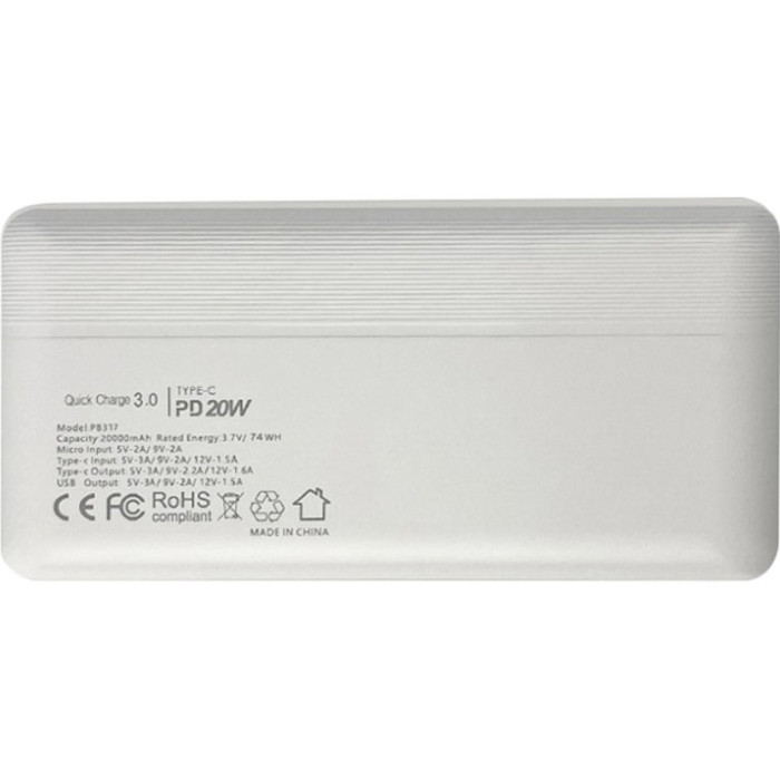 Повербанк MIBRAND No Logo Bulk 20000mAh White