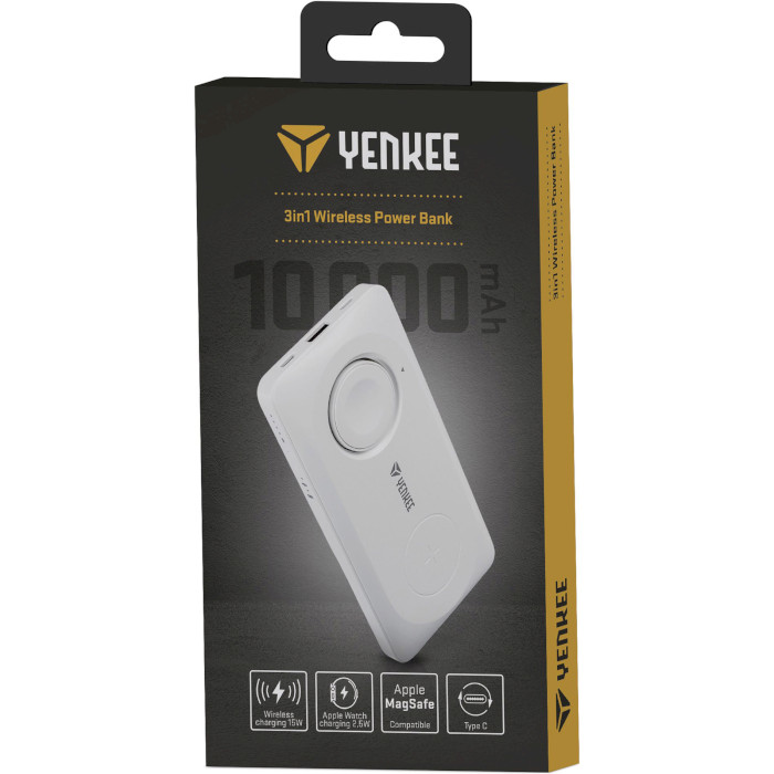 Повербанк YENKEE YPB 510 3-in-1 Wireless PD22.5W 10000mAh White (37000006)