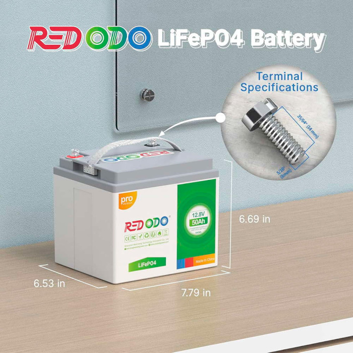 Акумуляторна батарея REDODO LiFePO4 12V 50Ah Pro (12.8В, 50Агод, 4S4P/BMS)