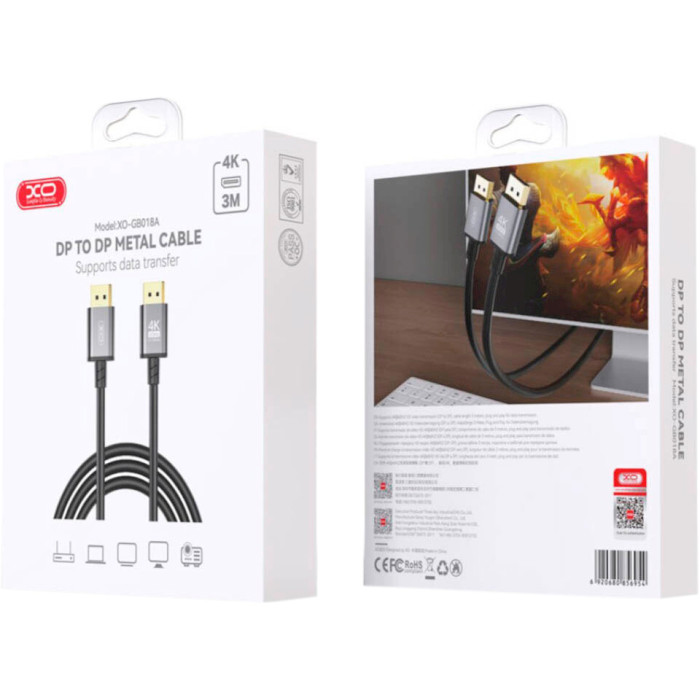 Кабель XO GB018A DisplayPort 3м Gray (GB018A-DP.TRANISH)