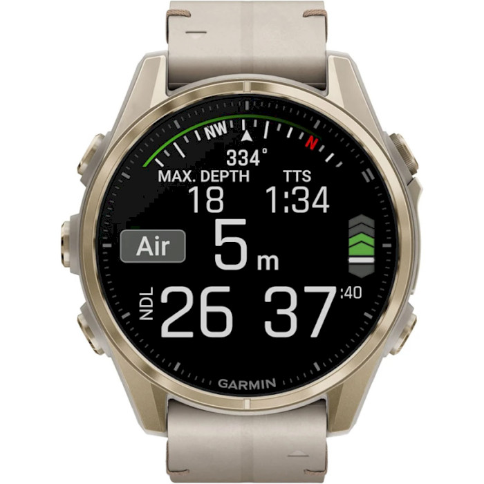 Смарт-годинник GARMIN Fenix 8 Sapphire 43mm Soft Gold with Limestone Leather Band (010-02903-40)