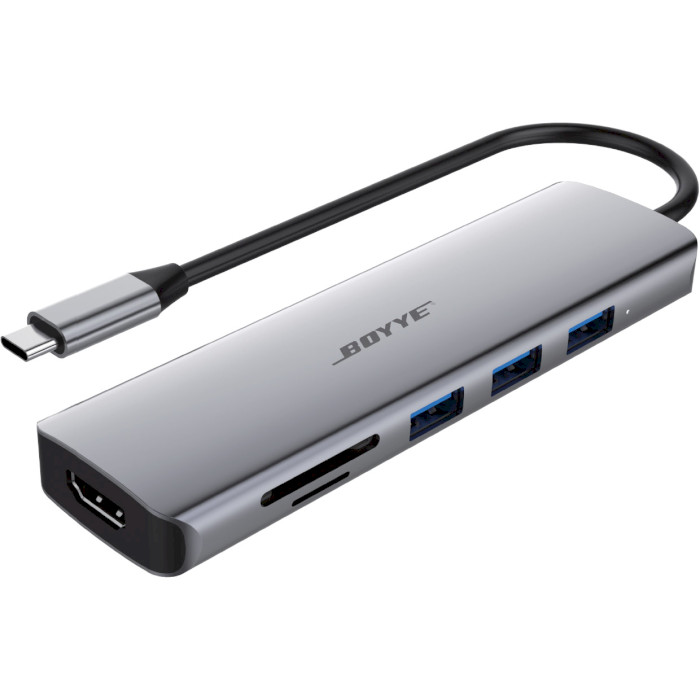 Порт-реплікатор BOYYE 6-in-1 USB-C to 1xHDMI, 3xUSB3.0, SD/TF