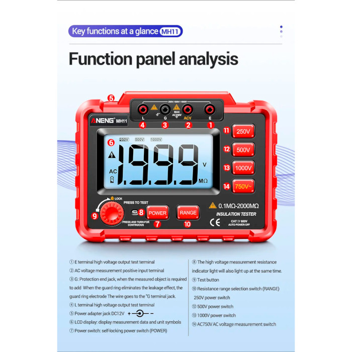 Мегаомметр ANENG MH11
