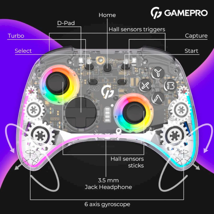 Геймпад GAMEPRO GPX13T Transparent