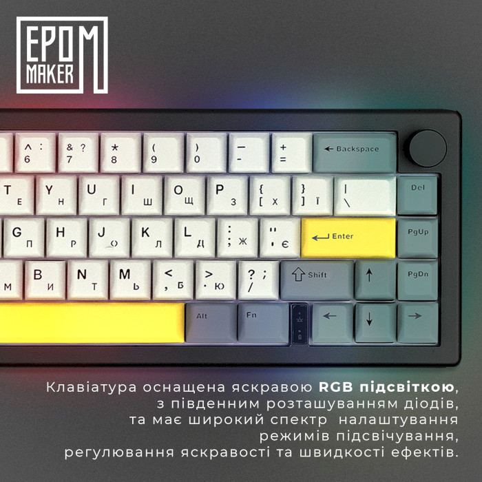 Клавіатура бездротова EPOMAKER EK68 Budgerigar V2 Switch Black