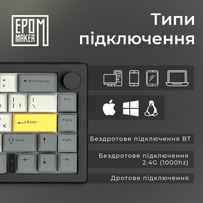 Клавиатура беспроводная EPOMAKER EK68 Flamingo Switch Black