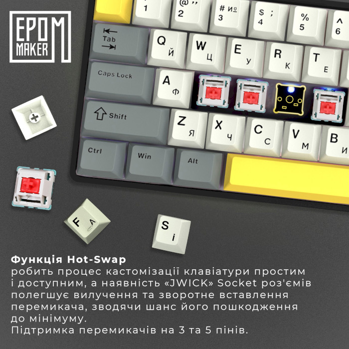 Клавіатура бездротова EPOMAKER EP64 Mulan Switch Black