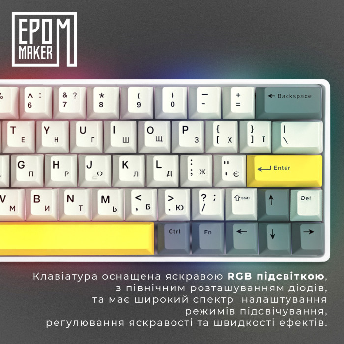 Клавіатура бездротова EPOMAKER EP64 Mulan Switch White