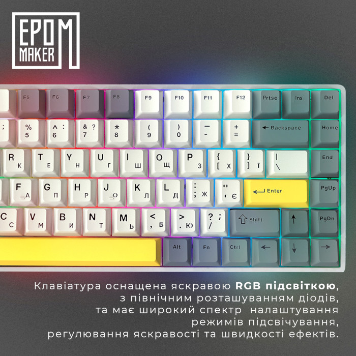 Клавіатура бездротова EPOMAKER EP84 Wisteria Linear Switch White