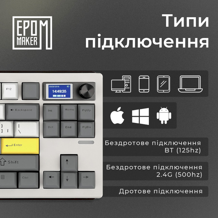 Клавіатура бездротова EPOMAKER Shadow-S Mulan Switch White