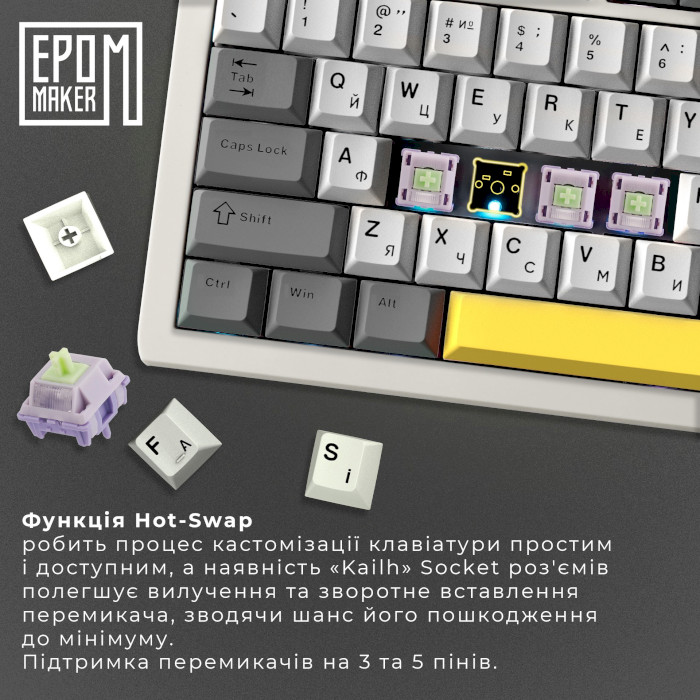 Клавіатура бездротова EPOMAKER Shadow-S Mulan Switch White