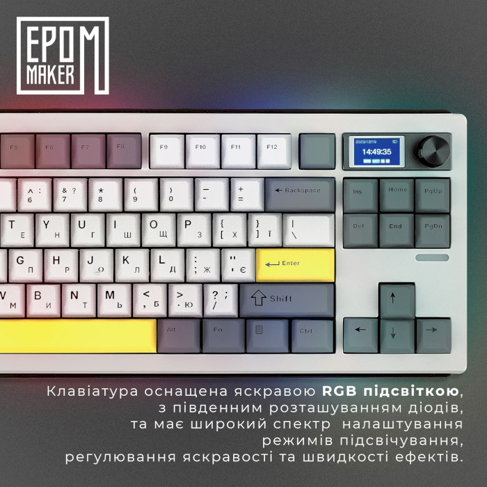 Клавіатура бездротова EPOMAKER Shadow-S Mulan Switch White