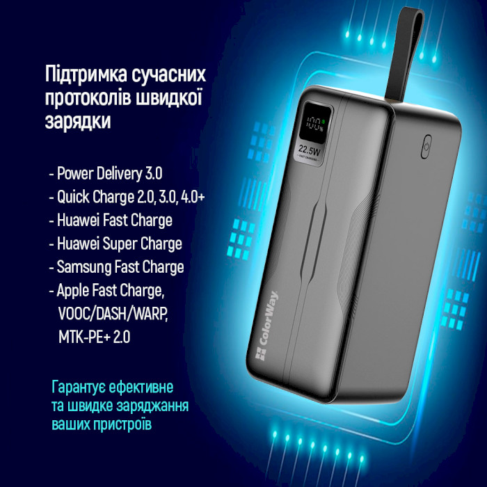 Повербанк COLORWAY Digital Display 50000mAh (CW-PB500LPC5BK-PDD)