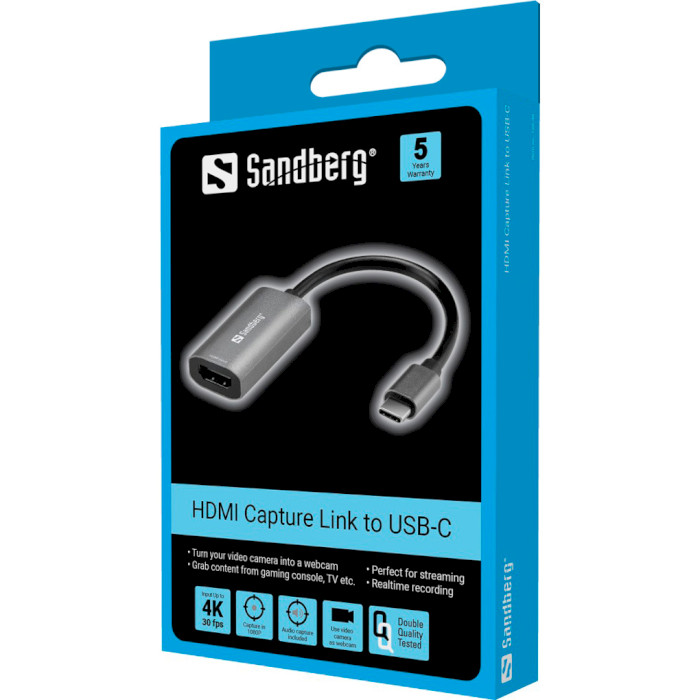 Адаптер SANDBERG 4K@30 Гц USB-C - HDMI Gray (136-36)