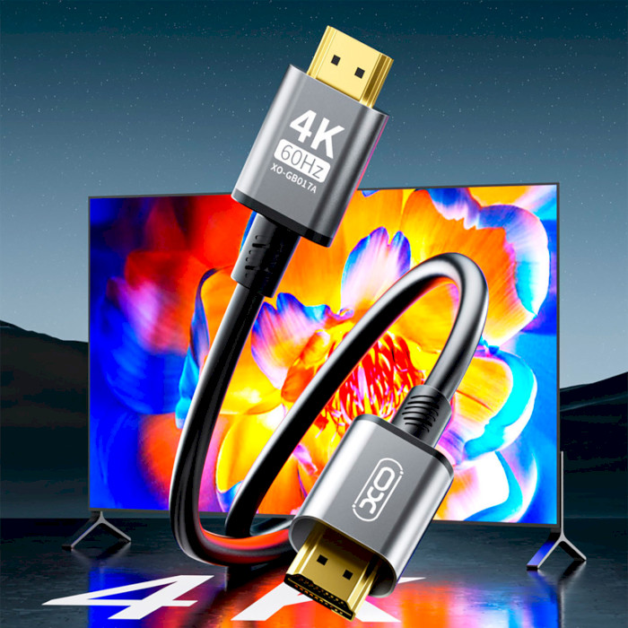 Кабель XO GB017A HDMI v2.0 3м Gray (GB017A-HDMI.TRANISH)