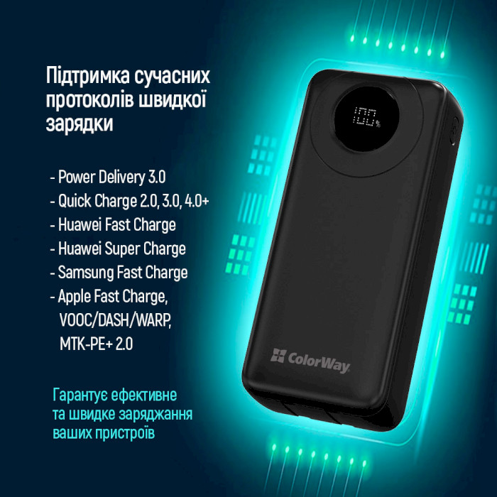 Повербанк COLORWAY EnergyPlus 20000mAh (CW-PB200LPB4BK-PDD)